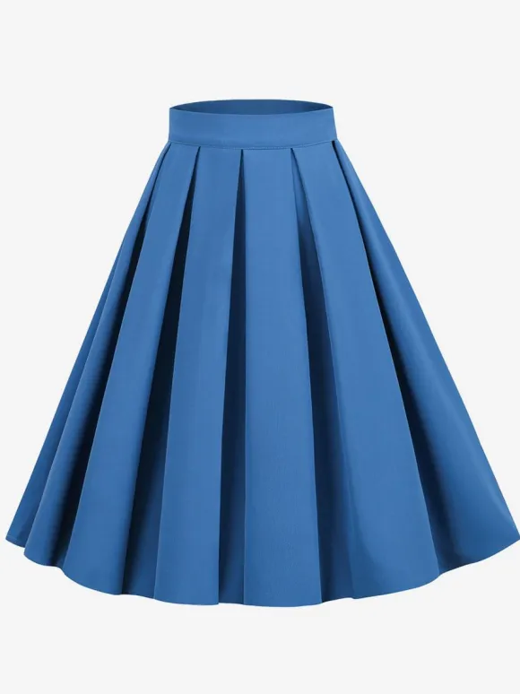 Skirt For Women Dark Navy Pleated Raised Waist Layered Women Bottoms