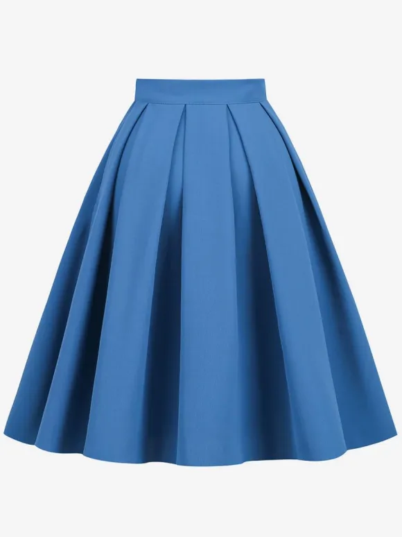 Skirt For Women Dark Navy Pleated Raised Waist Layered Women Bottoms