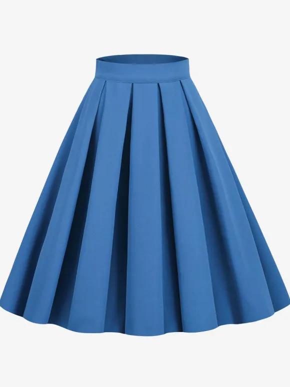 Skirt For Women Dark Navy Pleated Raised Waist Layered Women Bottoms