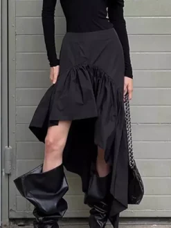 Skirts Black Irregular Short Women's Bottoms