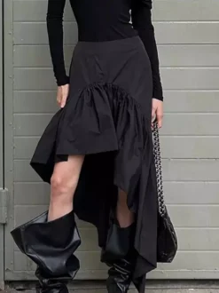 Skirts Black Irregular Short Women's Bottoms