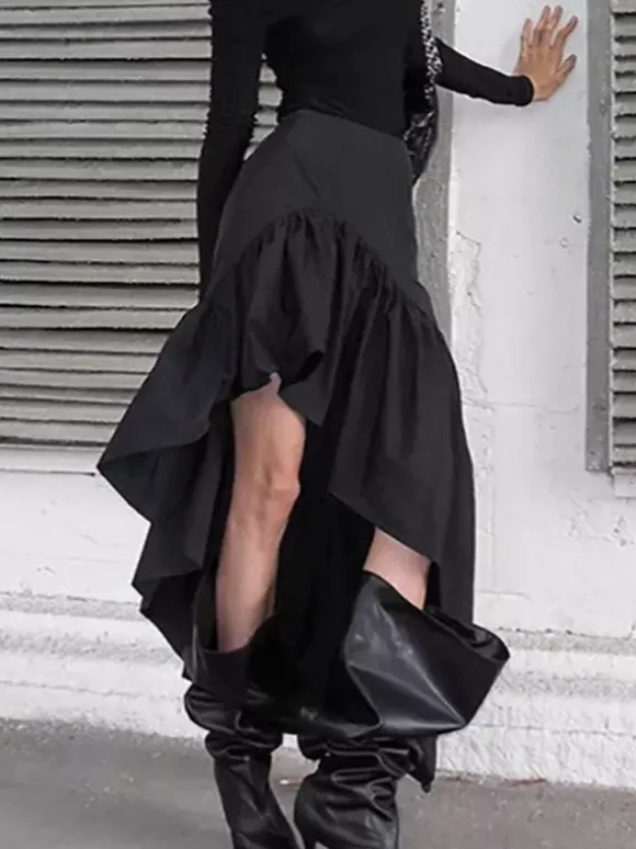 Skirts Black Irregular Short Women's Bottoms