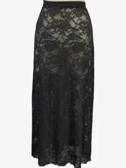 Skirts Black Lace Raised Waist Sexy Sheer Long Women's Bottoms