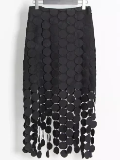 Skirts Black Raised Waist Elegant Long Women's Bottoms