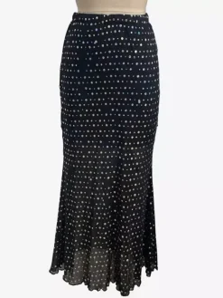 Skirts Black Raised Waist Polka Dot Elegant Long Women's Bottoms