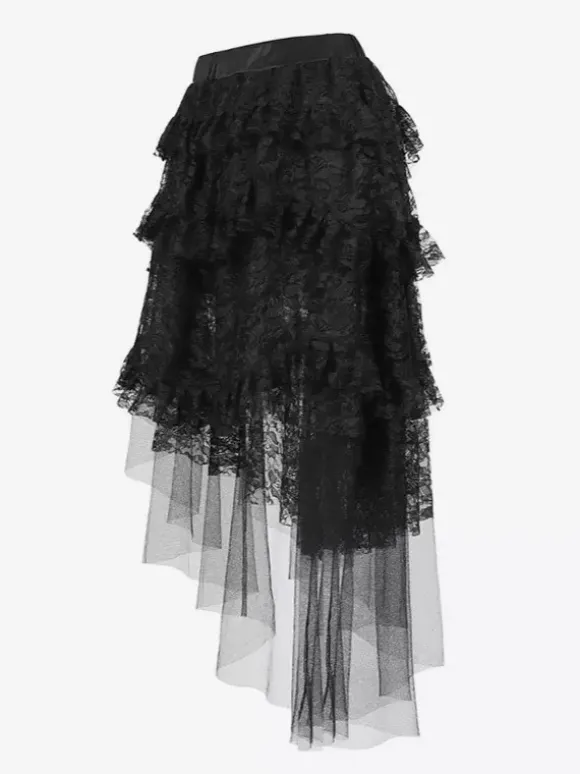 Skirts Black Sexy Irregular Floral Print Fall Knee Length Women's Bottoms