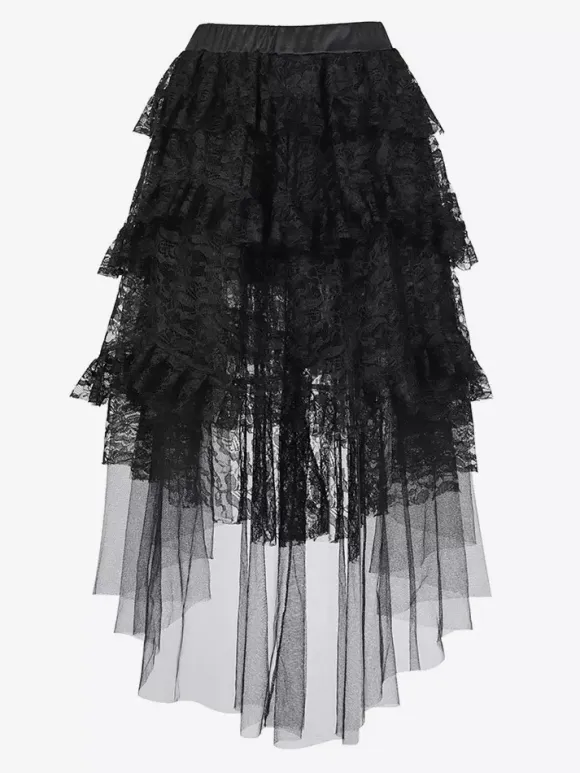 Skirts Black Sexy Irregular Floral Print Fall Knee Length Women's Bottoms