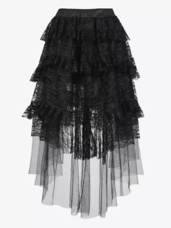 Skirts Black Sexy Irregular Floral Print Fall Knee Length Women's Bottoms