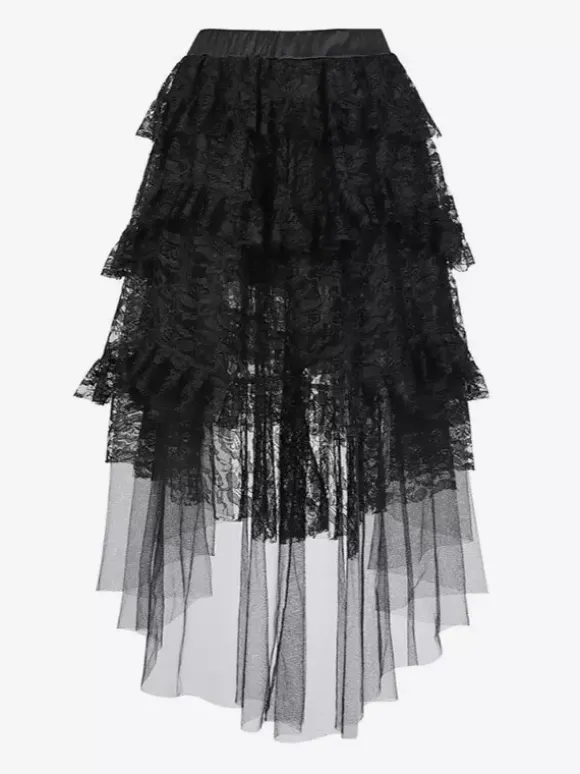 Skirts Black Sexy Irregular Floral Print Fall Knee Length Women's Bottoms