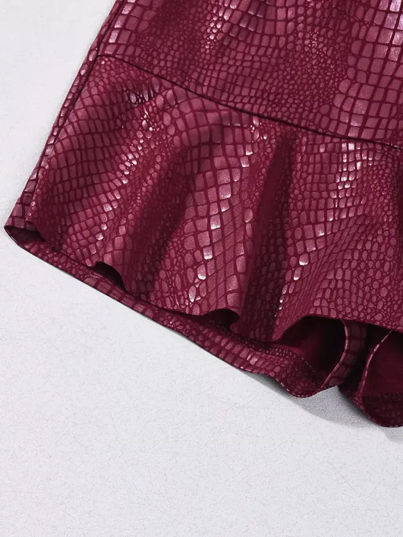 Skirts Burgundy Slim Fit Raised Waist Sexy Mini Women's Bottoms