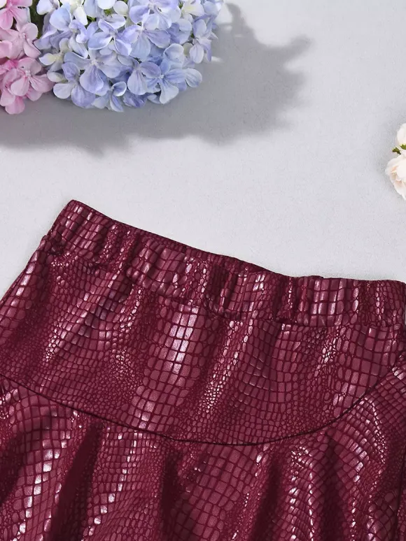 Skirts Burgundy Slim Fit Raised Waist Sexy Mini Women's Bottoms