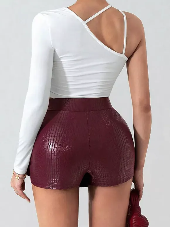 Skirts Burgundy Slim Fit Raised Waist Sexy Mini Women's Bottoms