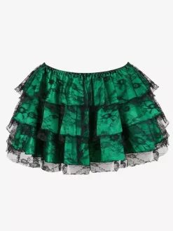 Skirts Green Layered Chic Fall Mini Women's Bottoms