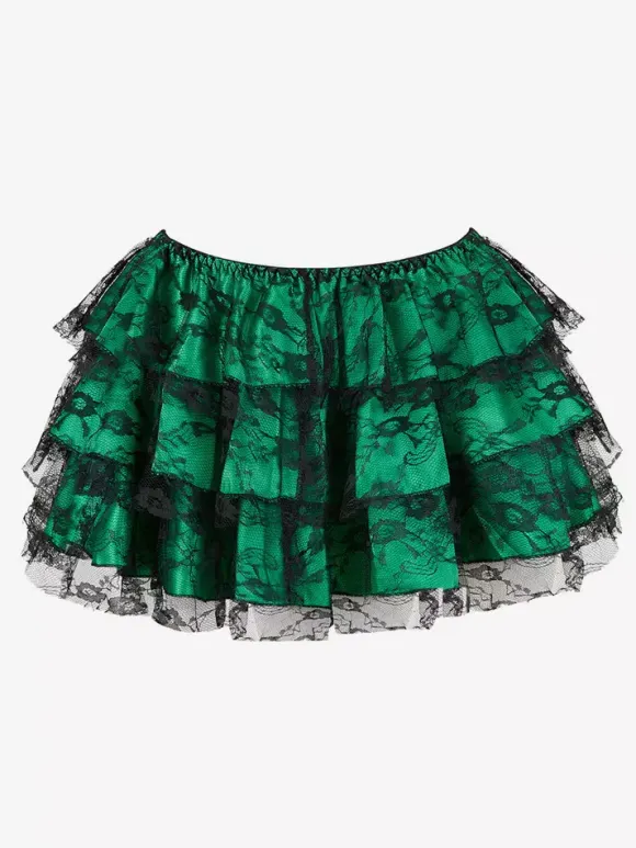 Skirts Green Layered Chic Fall Mini Women's Bottoms