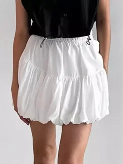 Skirts White Chiffon Elegant Mini Women's Bottoms
