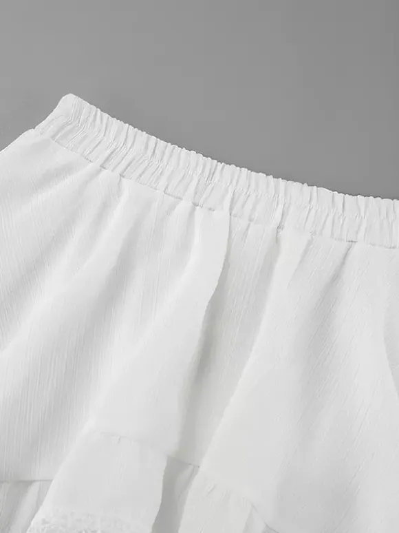 Skirts White Raised Waist Elegant Mini Women's Bottoms