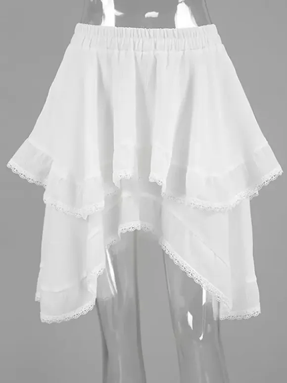 Skirts White Raised Waist Elegant Mini Women's Bottoms