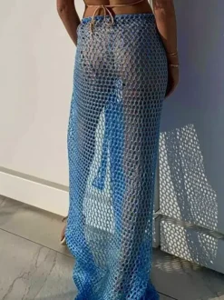 Skirts White Sexy Fishnet Summer Long Women's Bottoms