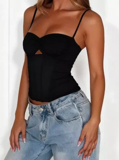 Sleek Halter Neck Women's Top - Sexy Backless Bodycon Tank - Minimalist Baddie Aesthetic Night Out Clubbing Cami 2026