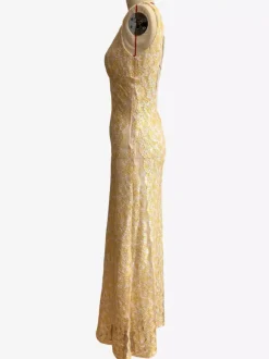 Sleeveless Lace Maxi Dress With Deep V-Neck And Open Back For Summer 2026