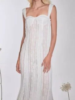 Sleeveless Lace Mermaid Maxi Dress With Bustier Detail For Women 2026