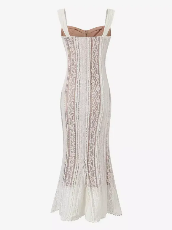 Sleeveless Lace Mermaid Maxi Dress With Bustier Detail For Women 2026