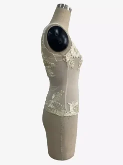 Sleeveless Mesh Tank Top With 3D Floral Applique Embroidery For Women 2026