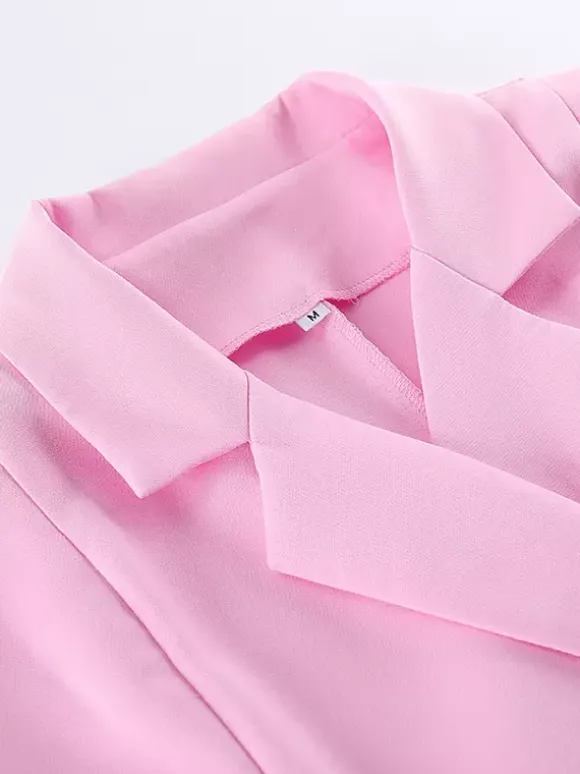 Sleeveless Blazer Set For Women Business Casual - Pink Chic Double Breasted Tailored Cut - 2026 Summer Work Outfit