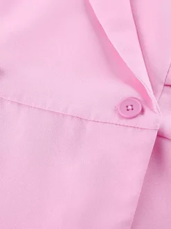 Sleeveless Blazer Set For Women Business Casual - Pink Chic Double Breasted Tailored Cut - 2026 Summer Work Outfit
