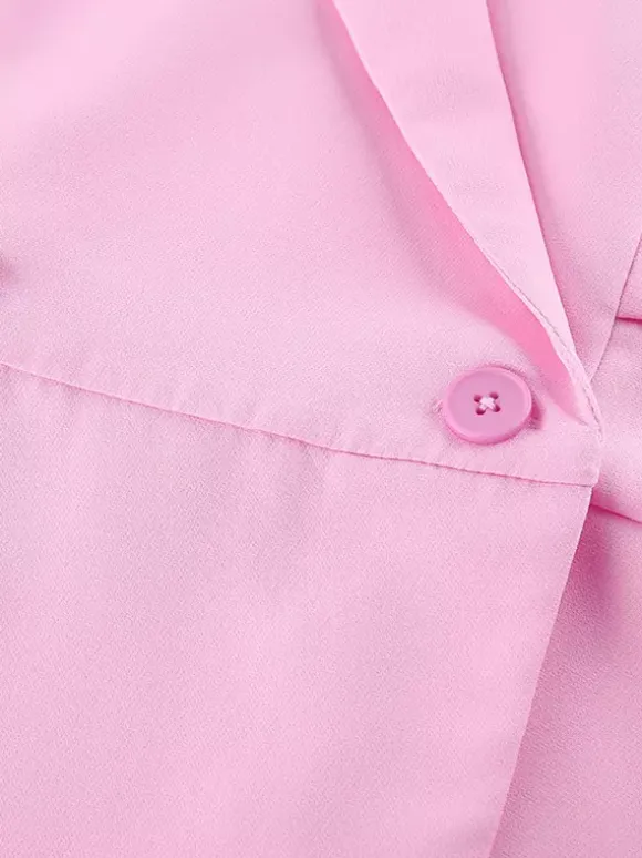 Sleeveless Blazer Set For Women Business Casual - Pink Chic Double Breasted Tailored Cut - 2026 Summer Work Outfit