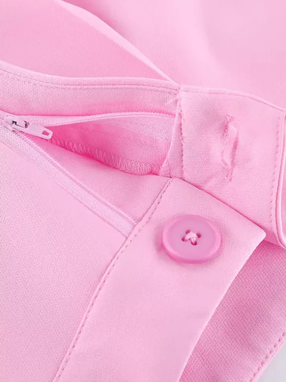 Sleeveless Blazer Set For Women Business Casual - Pink Chic Double Breasted Tailored Cut - 2026 Summer Work Outfit