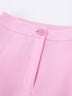 Sleeveless Blazer Set For Women Business Casual - Pink Chic Double Breasted Tailored Cut - 2026 Summer Work Outfit