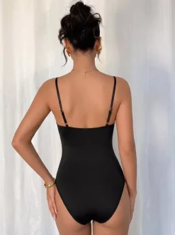 Sleeveless Bodysuit Black Cut Out Backless Straps Neck Sexy Top For Women