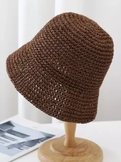 Small Brim Bucket Hat Sun Protection Beach Woven Straw Hat For Women 2026