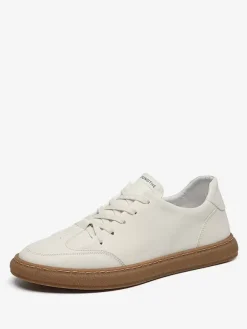Sneakers For Men Comfy Leather Round Toe Basket Sport Shoes