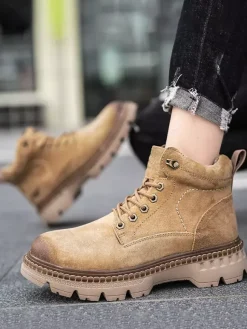 Sneakers For Men Cosy Leather Round Toe