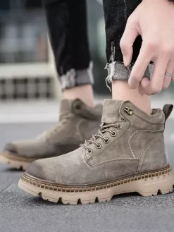 Sneakers For Men Cosy Leather Round Toe
