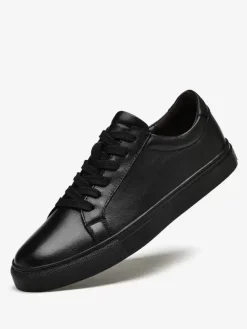 Sneakers For Men Fashion Leather Round Toe Basket Sport Shoes
