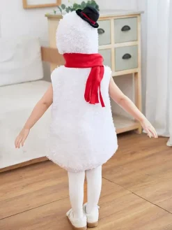Snowman Jumpsuit For Christmas White Polyester Fiber Jumpsuit Polyester Christmas Holidays Costumes Full Set
