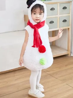 Snowman Jumpsuit For Christmas White Polyester Fiber Jumpsuit Polyester Christmas Holidays Costumes Full Set