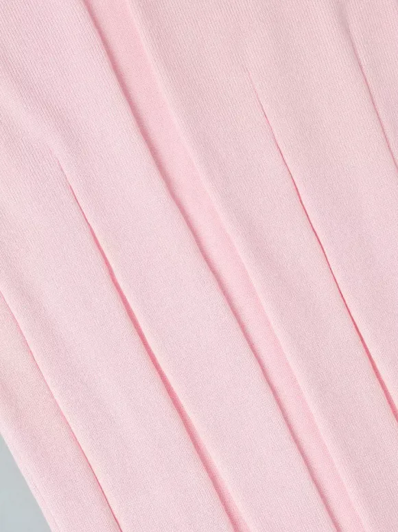 Soft Pink V Neck Knit Maxi Dress For Women Elegant Daily Style