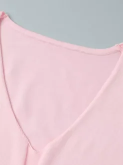 Soft Pink V Neck Knit Maxi Dress For Women Elegant Daily Style