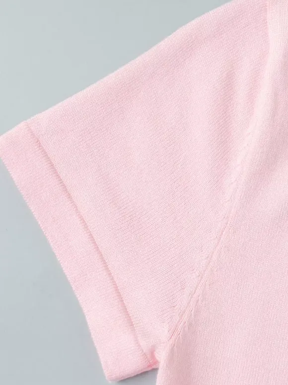 Soft Pink V Neck Knit Maxi Dress For Women Elegant Daily Style