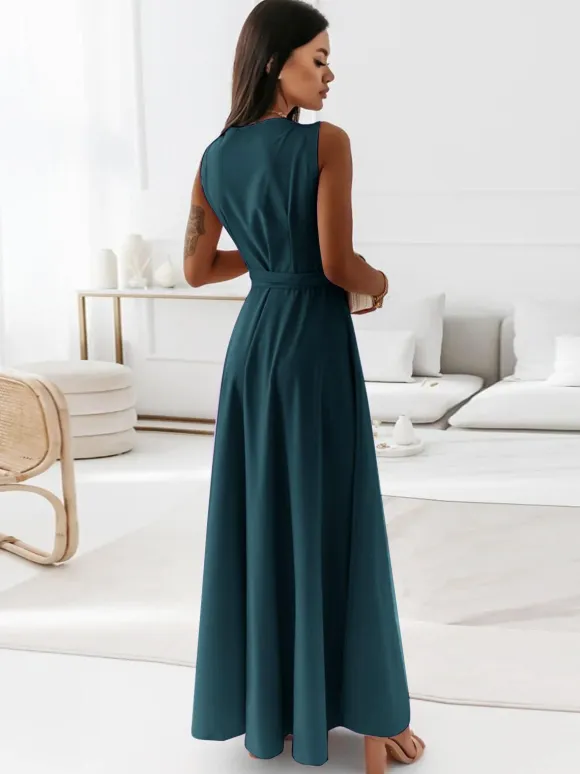 Soft Pink V-Neck Dresses Lace Up Sleeveless Layered Prom Maxi Dress 2026