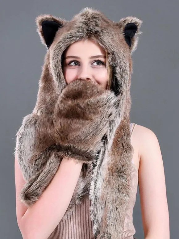Soft Faux Fur Hat Animal-Shaped Women's Cap For Fall Winter