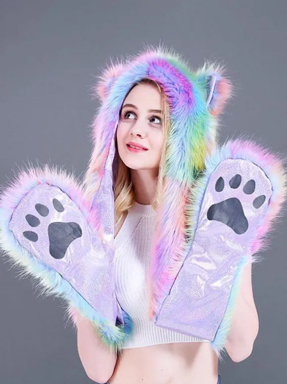 Soft Faux Fur Hat Animal-Shaped Women's Cap For Fall Winter