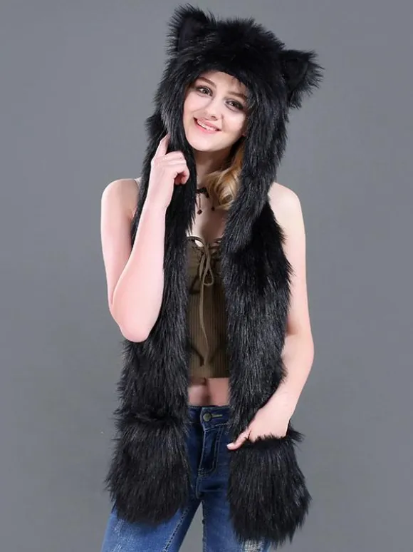 Soft Faux Fur Hat Animal-Shaped Women's Cap For Fall Winter