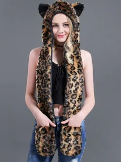 Soft Faux Fur Hat Animal-Shaped Women's Cap For Fall Winter