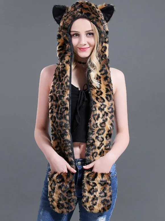 Soft Faux Fur Hat Animal-Shaped Women's Cap For Fall Winter