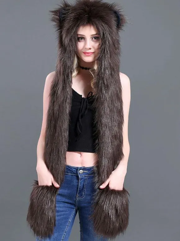 Soft Faux Fur Hat Animal-Shaped Women's Cap For Fall Winter